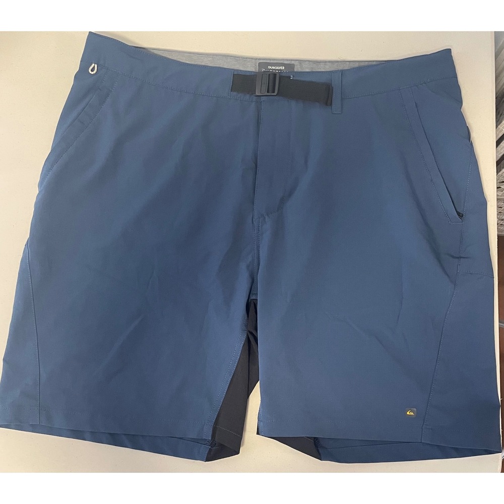 Quiksilver Waterman Mens Hybrid Shorts Blue Ripstop Belted Fishing Pockets